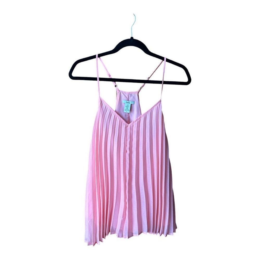 Bar lll Women's Coral Pleated Lined Spaghetti Sleeve Camisole Size Large